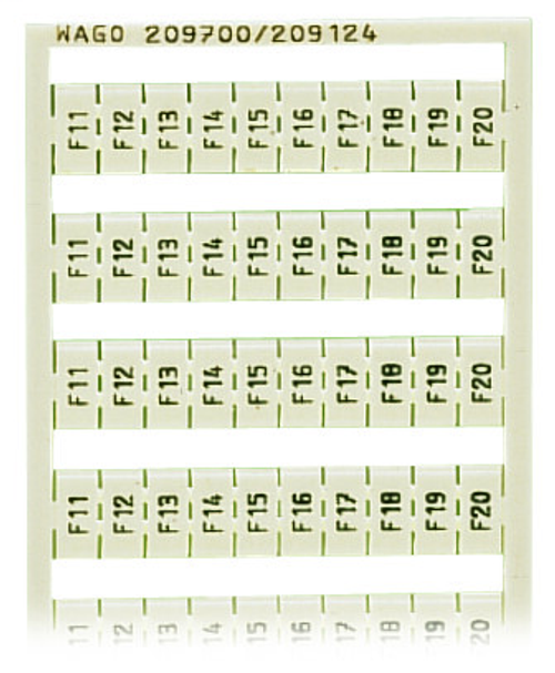 Wago 209-787 | WSB marking card, as card, MARKED, F1, ..., F10 (10x), not stretchable, Vertical marking, snap-on type (5 PK)