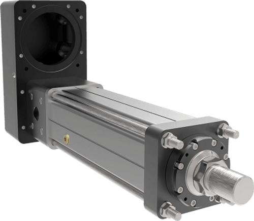 Exlar FTX095-0600-05-1-B-A-FFF-GGG-M-N-O actuator with 3.74 In. (95 mm) frame, 23.6 In. (600 mm) Stroke, 0.20 In. (5 mm) Screw Lead, IP65S