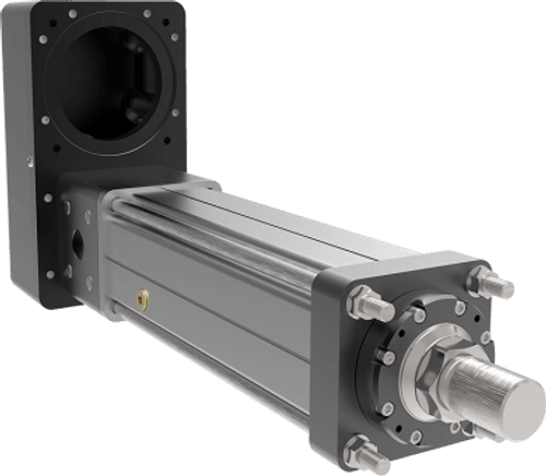 Exlar FTX160-0150-06-1-B-A-FFF-GGG-M-N-O actuator with 3.74 In. (95 mm) frame, 5.9 In. (150 mm) Stroke, 0.25 In. (6 mm) Screw Lead, IP65S