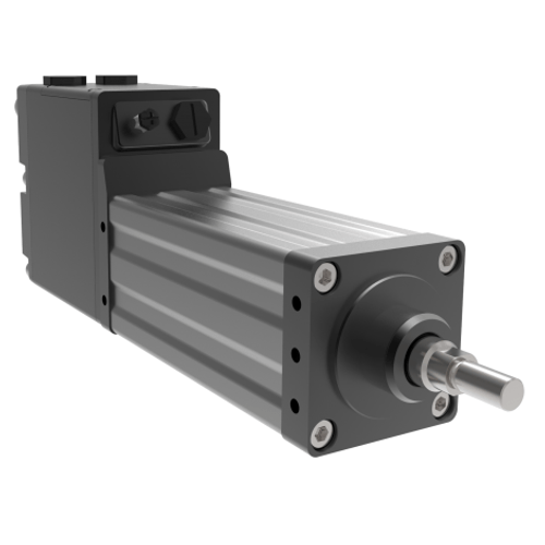 Exlar TTX080-0150-01-D-A-B actuator with 3.1 In. (80 mm) frame, 6 In. (150 mm) Stroke, 2.54 In. (0.1 mm) lead, 24 Vdc brake, Male, Metric rod