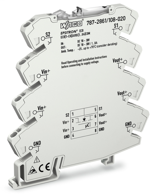 Wago 787-2861/108-020 | electronic circuit breaker, 1-channel, 24 VDC input voltage, adjustable 1 - 8 A,