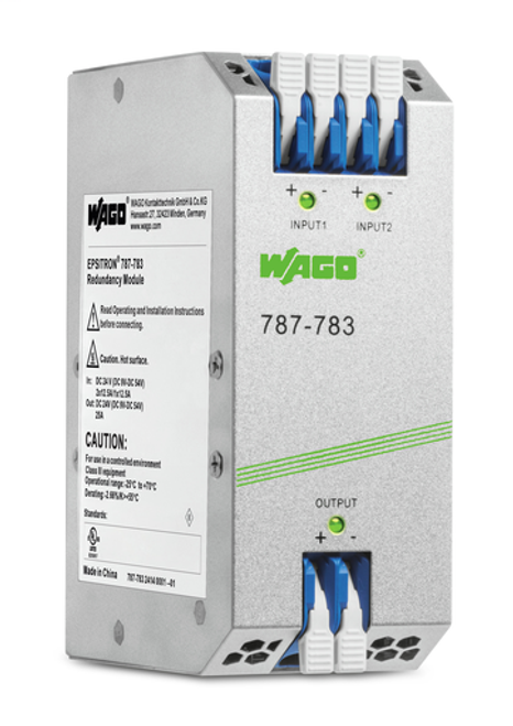 Wago 787-783/000-040 | Redundancy Module, 2 x 9 - 54 VDC input voltage, 2 x 12.5 A input current, 954 VDC