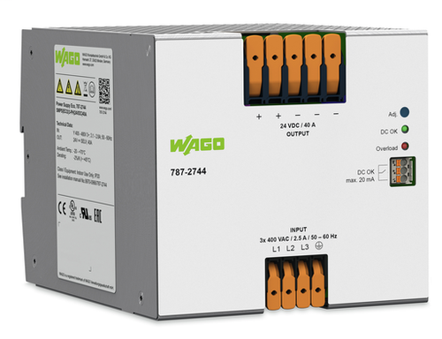 Wago 787-2744 | Switched-mode power supply, Eco, 3-phase, 24 VDC output voltage, 40 A output current, DC