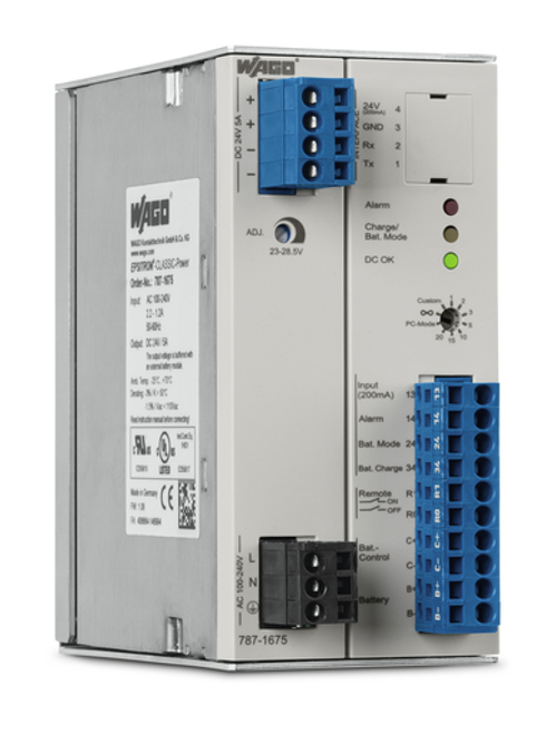 Wago 787-1675 | Power supply, single-phase, 24 VDC, 5 A, with integrated UPS charger and controller