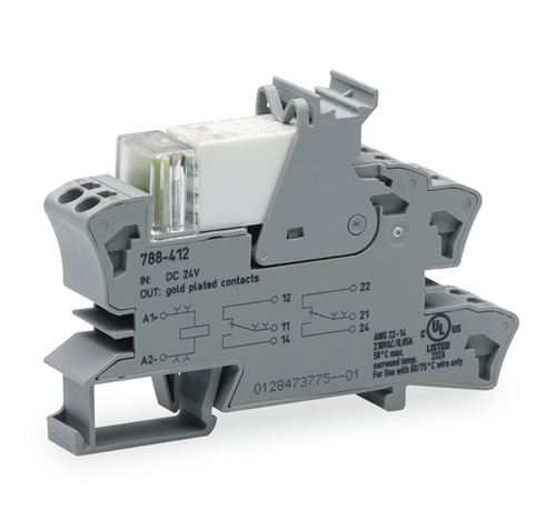 Wago 788-412 | Relay module, Nominal input voltage: 24 VDC, 2 changeover contacts, Limiting continuous cu