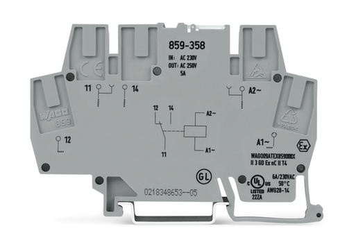 Wago (10 PK) 859-358 | Relay module, Nominal input voltage: 230 VAC, 1 changeover contact, Red status ind