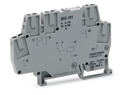 Wago (10 PK) 859-391 | Relay module, Nominal input voltage: 110 VDC, 1 changeover contact, Path, Red stat