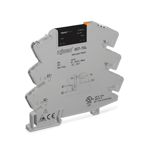 Wago 857-704 | Solid-state relay module, Nominal input voltage: 24 VDC, Output voltage range: 0 - 48 VDC,