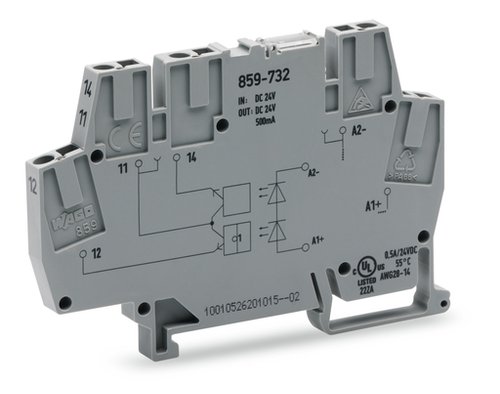 Wago 859-732 | Optocoupler module, Nominal input voltage: 24 VDC, Output voltage range: 3 - 30 VDC, Limit