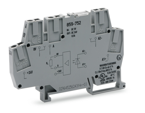 Wago 859-752 | Optocoupler module, Nominal input voltage: 5 VDC, Output voltage range: 0 - 24 VDC, Limiti