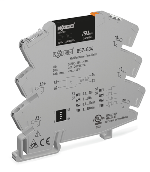 Wago 857-634 | Solid-state timer relay module, Nominal input voltage: 24 VDC, Output voltage range: 24 -