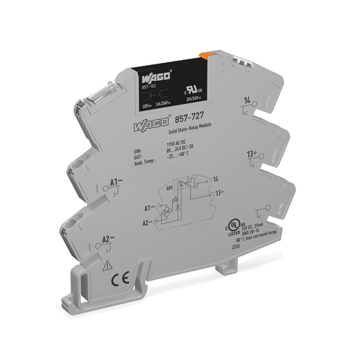 Wago 857-727 | Solid-state relay module, Nominal input voltage: 115 V AC/DC, gray