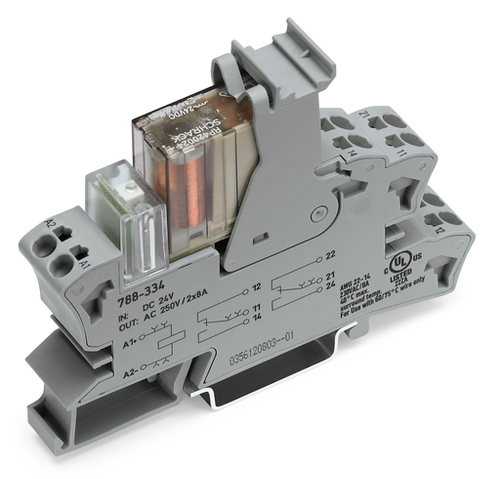 Wago 788-337 | Relay module, Nominal input voltage: 110 VDC, 2 changeover contacts, Limiting continuous c