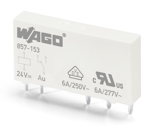 Wago (20 PK) 857-153 | Basic relay, Nominal input voltage: 24 VDC, 1 changeover contact, Limiting continu