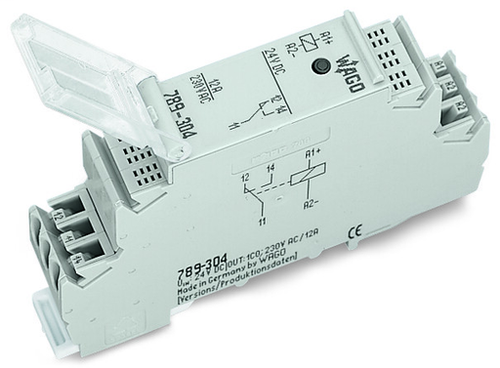 Wago 789-304 | Relay module, Nominal input voltage: 24 VDC, 1 changeover contact, Limiting continuous cur