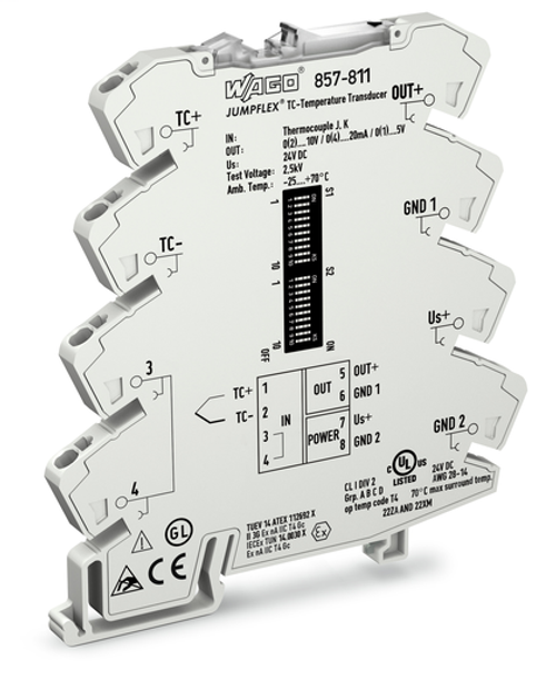 Wago 857-811 | JUMPFLEX signal conditioner, temperature, thermocouples of type J, K (E, R, N, S, T, B, C)