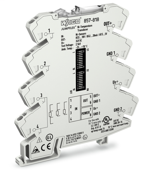 Wago 857-818 | JUMPFLEX signal conditioner, Ni sensors, Ni100, Ni120, Ni200, Ni500 and Ni1000, configurab