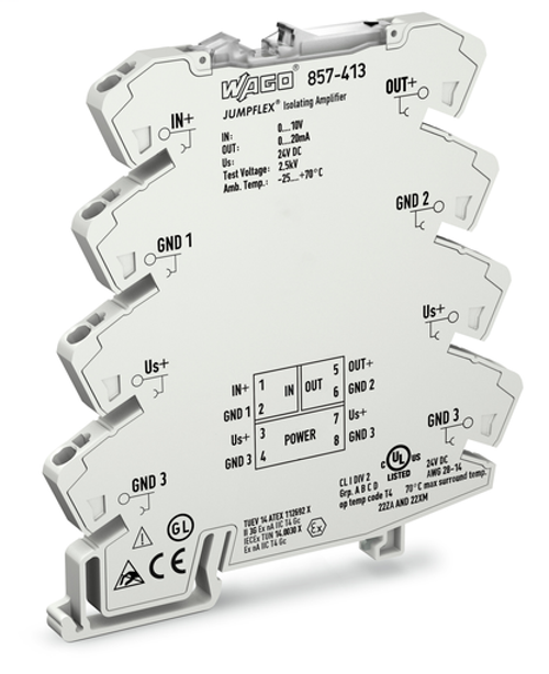 Wago 857-413 | JUMPFLEX signal conditioner, isolation amplifier, fixed for voltage and current signals -