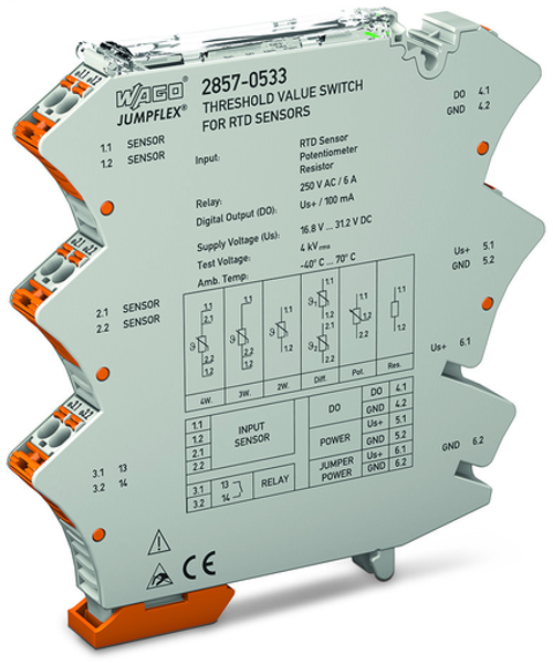 Wago 2857-533 | JUMPFLEX signal conditioner, RTD threshold value switch, with picoMAX connector, configur