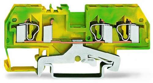 Wago 281-687 | 3-conductor ground terminal block, 4 mm, center marking, for DIN-rail 35 x 15 and 35 x 7.5, CAGE CLAMP