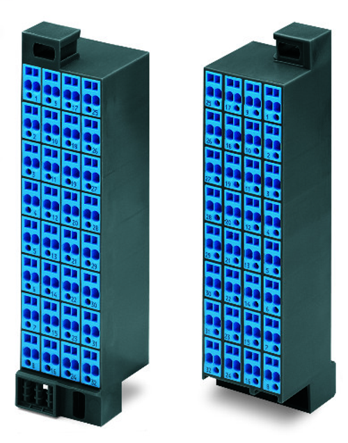 Wago 726-345 | Matrix patchboard, Marking 1-32, Color of modules: blue, Numbering of modules on sides 1 and 2 arranged vertically and horizontally, for 19 racks, 180Deg rotated, Slimline version, suitable for Ex i applications, 32-pole
