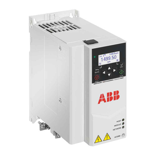 ACS380-040C-12A6-4+K469 | ACS380 AC Drive, 3~380-480V In, 7.5HP, 11A, Type OPEN, 1.5 overload, Integrated, HxWxD 6.69x3.74x7.52 in, Module, High performance 2-port Ethernet, Ethernet/IP, Modbus/TCP, PROFINET, I/O extension adapter