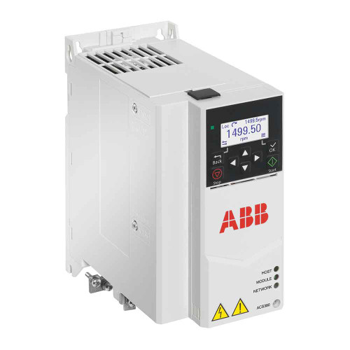 ACS380-040C-12A6-4+K475+L535 | ACS380 AC Drive, 3~380-480V In, 7.5HP, 11A, Type OPEN, 1.5 overload, Integrated, HxWxD 6.69x3.74x7.52 in, Module, High performance 2-port Ethernet, Ethernet/IP, Modbus/TCP, PROFINET, I/O extension adapter
