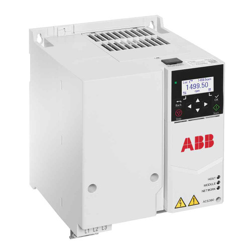 ACS380-040C-25A0-4+K475+L535 | ACS380 AC Drive, 3~380-480V In, 15HP, 21A, Type OPEN, 1.1 overload, Integrated, HxWxD 6.69x6.65x7.52 in, Module, Modbus/TCP, configured for FB adapter 2