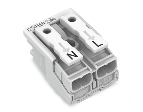 Wago 294-4012 | Power supply connector, without ground contact, without snap-in mounting feet, N-L, 2-pole (1000 PK)