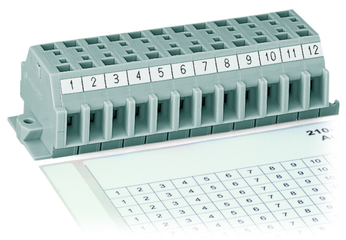 Wago 210-333/600-103 | Marking strips, as a DIN A4 sheet, MARKED, 1 - 12 (80x), Strip width 6 mm, Strip length 182 mm, Horizontal marking, Self-adhesive