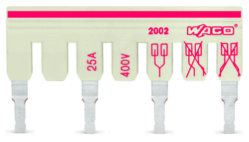 Wago 2002-479/011-000 | Ready-made staggered jumper, insulated, 1-3-5-7-9, Nominal current 25 A, with contact lugs broken off at the factory and circuit marking (25 PK)