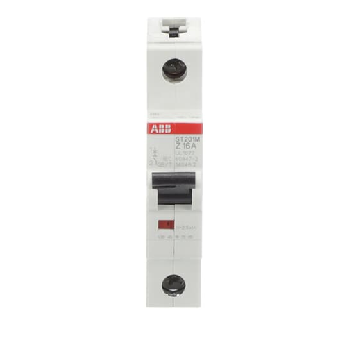 ST201M-Z16 | MCB ST200M 1P Z 16A UL1077, Number Of Poles: 1, Interrupt Rating: (240 V AC) 10 kA / (277 V AC) 10 kA / (60 V DC) 10 kA, Trip Type: Z, Amperage Rating: 16, Voltage Rating: (240 V AC) / (277 V AC) / (60 V DC)