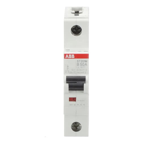 ST201M-B50 | MCB ST200M 1P B 50A UL1077, Number Of Poles: 1, Interrupt Rating: (240 V AC) 10 kA / (277 V AC) 5 kA / (60 V DC) 10 kA, Trip Type: B, Amperage Rating: 50, Voltage Rating: (240 V AC) / (277 V AC) / (60 V DC)