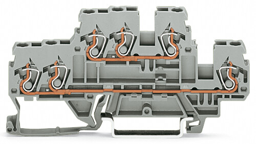 Wago 870-533 | 3-conductor, double-deck terminal block, Through/through terminal block, L/N, for DIN-rail 35 x 15 and 35 x 7.5, 2.5 mm, CAGE CLAMP (50 PK)