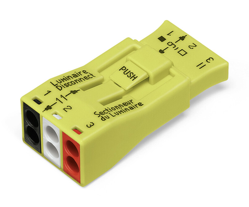 Wago (6 PK) 873-903 | Luminaire disconnect connector, 3-pole, yellow
