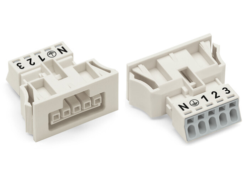 Wago (25 PK) 890-725/006-000 | WINSTA through-panel socket (female), MINI, snap-in, 1/2/3/4/5 marking, 5-pole, white, without locking latch