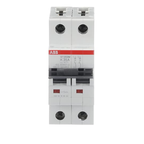 ST202M-K35 | MCB ST200M 2P K 35A UL1077, Number Of Poles: 2, Interrupt Rating: (240 V AC) 10 kA / (480Y / 277 VAC) 5 kA / (125 V DC) 10 kA, Trip Type: K, Amperage Rating: 35, Voltage Rating: (240 V AC) / (125 V DC)