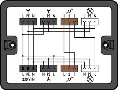 Wago 899-631/189-000 | Distribution box, Two-way circuit, 1 input, 7 outputs, Cod. A, S, MIDI