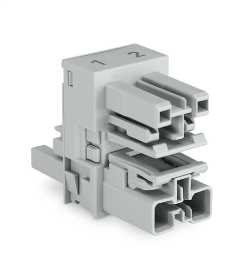 Wago (50 PK) 770-1608 | h-distribution connector, 2-pole, Cod. B, 1 input, 2 outputs, outputs on both sides, 2 locking levers