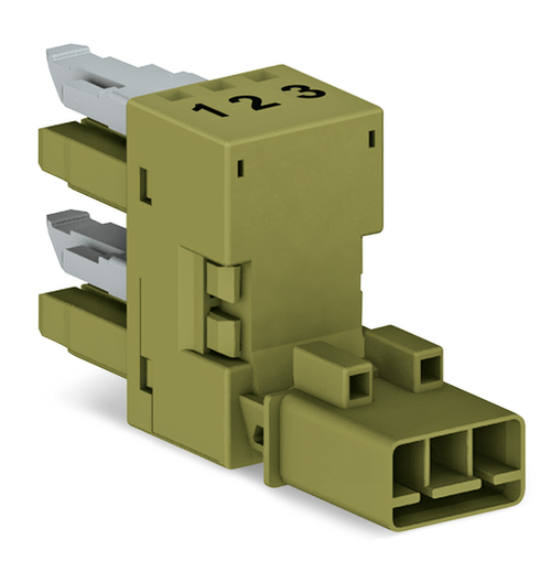 Wago (50 PK) 890-1662 | h-distribution connector, 3-pole, Cod. B, 1 input, 2 outputs, outputs on one side, 2 locking levers