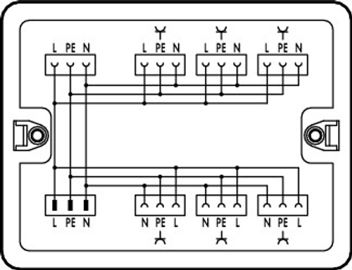Wago 899-681/104-000 | Distribution box, Single-phase current (230 V), 1 input, 7 outputs, Cod. A, MIDI