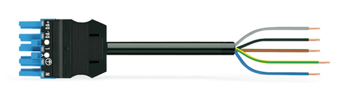 Wago 771-9985/116-601 | pre-assembled connecting cable, Eca, Socket/open-ended, 5-pole, Cod. I, H05Z1Z1-F 5G 1.5 mm2, 6 m
