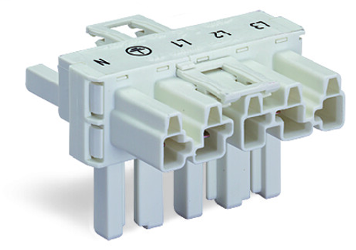 Wago (50 PK) 770-671 | T-distribution connector, 5-pole, Cod. A, 1 input, 2 outputs, 2 locking levers