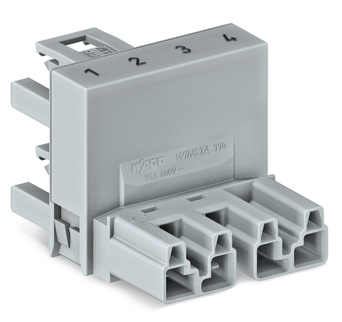 Wago (50 PK) 770-1681 | h-distribution connector, 4-pole, Cod. B, 1 input, 2 outputs, outputs on one side, 2 locking levers