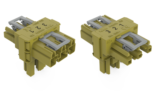 Wago (50 PK) 770-1612 | T-distribution connector, 3-pole, Cod. B, 1 input, 2 outputs, 2 locking levers