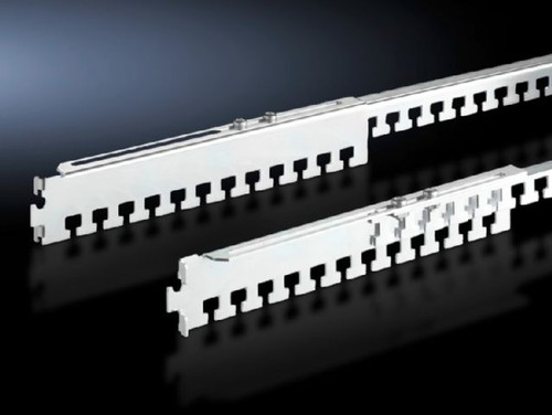 | Cable clamp rails, depth-variable for TS, TE, For TS and 19" mounting frames, allows flexible adjustment of their length to the fastener spacing between the two 19" mounting frames., Image_1