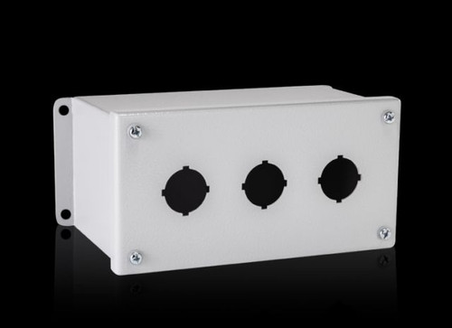 PB 8017687 | PB pushbutton box, extra deep, 3-hole, 30.5 mm hole diameter, 7.99" H x 3.98" W x 4.72" D, Carbon Steel, Light GrayImage_1