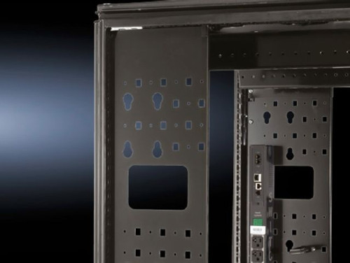 DK 9978360 | Cable management panel for TS, TS IT, The cable management wall sits at the rear of the enclosure. Various quarter turn cable management accessories and PDUs can be installed with its unique hole pattern., Attaches securely to the frame.Image_1