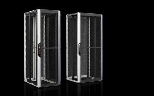 VX_IT 5051225 | Aluminum carbon steel door, vented for VX IT, Carbon steel Aluminum, Front door: Aluminum, anodized/spray-finished, VX comfort handle, hinges, horizontal profile, ventilation grille: RAL 9005, Door with comfort handle for semi-cylindeImage_1