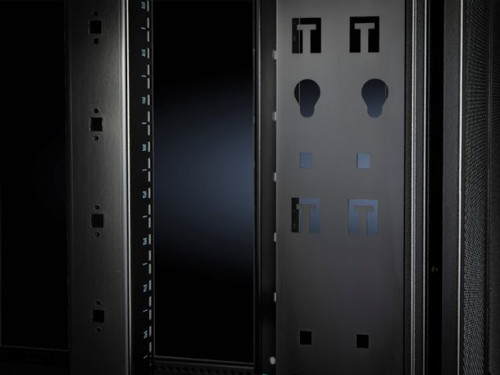 9982296 | Cable management panel for TS IT Pro, Cable management wall with attachment points for tool-less quarter turn cable management accessories, T cutouts for hook and loop cable managers, and dual PDU mounting capability., 9403999040, 92628, Image_1